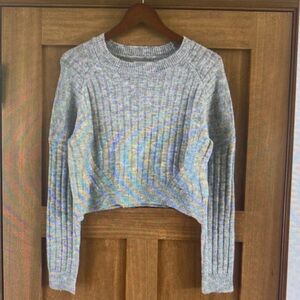Gray Cropped Knit Sweater